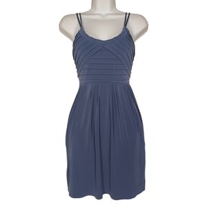 BCBGENERATION Criss Cross Strappy Sleeveless Pleated Blue Mini Dress X-Small